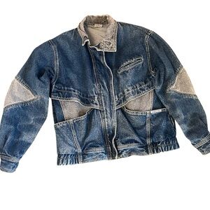 Vtg 80s Jordache Colorblock Jean Jacket Small Streetwear Hip Hop Rocker